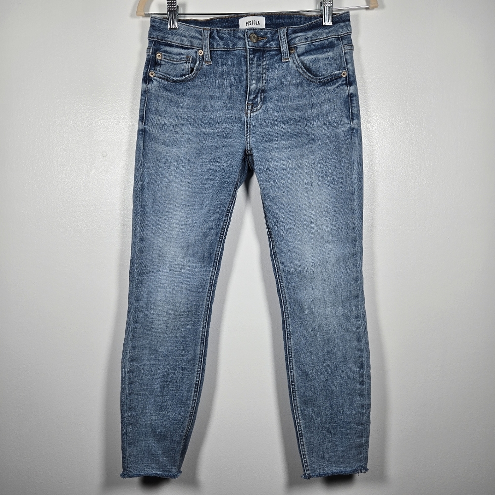 Pistola Arielle Skinny Cropped Raw Frayed Hem Denim Jeans Size 27